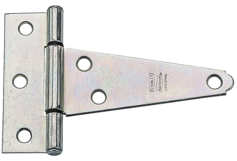 National Hardware N129-031 T-Hinge, 3.3 in W Frame Leaf, 1.127 in H Frame Leaf, Steel, Zinc-Plated, Tight Pin, 23 lb