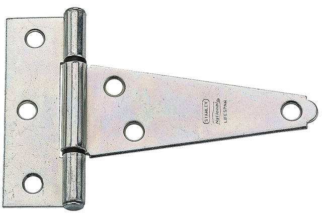 National Hardware N129-031 T-Hinge, 3.3 in W Frame Leaf, 1.127 in H Frame Leaf, Steel, Zinc-Plated, Tight Pin, 23 lb
