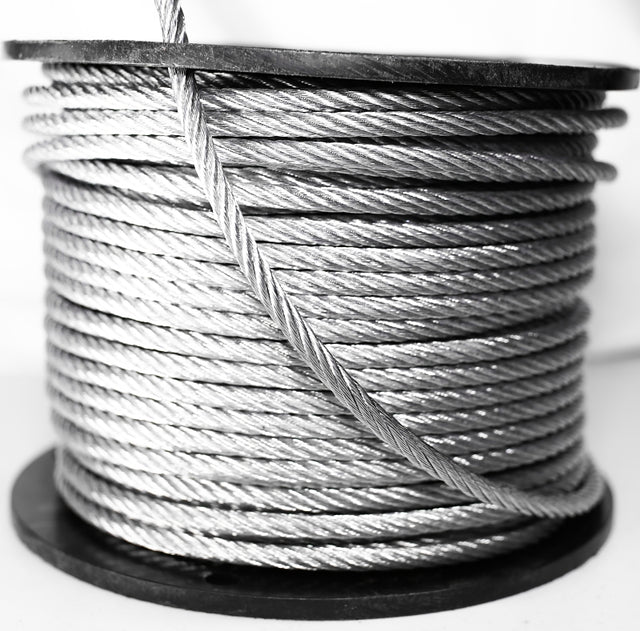 Baron 695938 Aircraft Cable, 1/4 in Dia, 250 ft L, 1400 lb Working Load, Steel, Galvanized