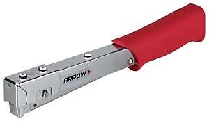 Arrow HT19 Light Wire Hammer Tacker, 7/16 in W Crown, 1/4 to 3/8 in L Leg, Steel Staple, Red/Silver