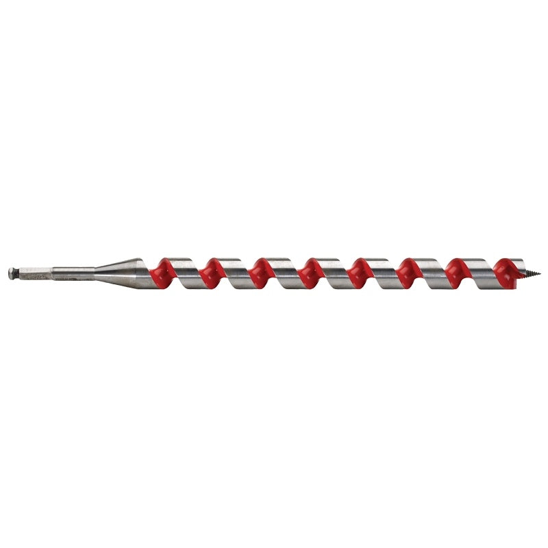 Milwaukee 48-13-6120 Ship Auger Bit, 1-1/8 in Dia, 18 in OAL, Spiral Flute, 7/16 in Dia Shank, Hex Shank