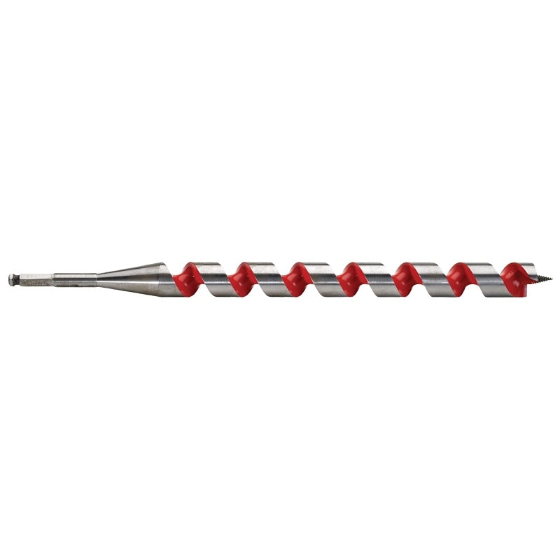 Milwaukee 48-13-6250 Ship Auger Bit, 1-1/4 in Dia, 18 in OAL, Spiral Flute, 7/16 in Dia Shank, Hex Shank