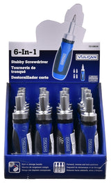 Vulcan 900063 Screwdriver Ratchet, #0, #1, #2, 3/16 in, 1/4 in Drive, Philips, Slotted Drive, 4-1/2 in OAL, Magnetic, Pack of 16