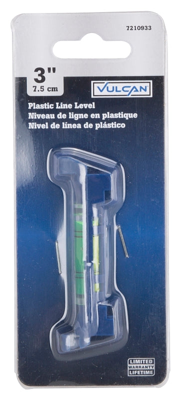 Vulcan LM001 Level Line, 3 in L, 1-Vial, Non-Magnetic, Plastic, Blue