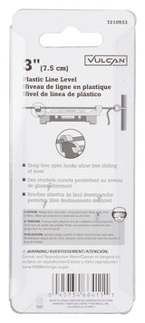 Vulcan LM001 Level Line, 3 in L, 1-Vial, Non-Magnetic, Plastic, Blue