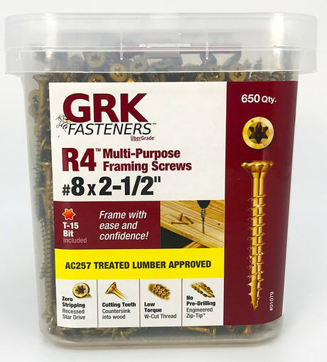 GRK Fasteners R4 01141 Framing Screw, #10 Thread, 4 in L, Star Drive, Steel, Climatek, 270 PK