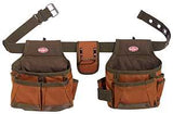 Bucket Boss 50200 Builder's Tool Belt, 52 in Waist, Poly Fabric, Brown/Green, 12-Pocket