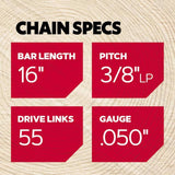 Oregon AdvanceCut S55 16 in. Chainsaw Chain 55 links