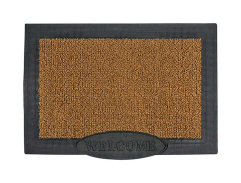 GrassWorx Clean Machine 24 in. W X 36 in. L Black/Brown Welcome Polyethylene Door Mat