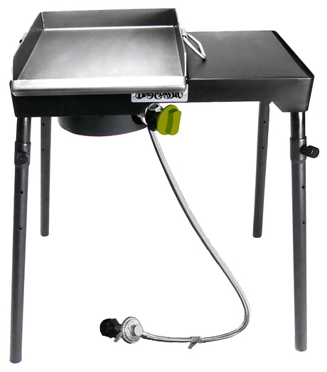 Barbour PS115 Patio Stove with Griddle Tapper, 1-Burner, LPG, 30,000 Btu, Manual Ignition, Aluminum/Steel