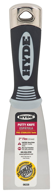 Hyde 06228 Flexible Pro Putty Knife, Stainless Steel Blade, 2 in OAL