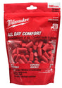 Milwaukee 48-73-3005 Ear Plugs, 32 dB NRR, Tapered, One-Size Ear Plug, Foam Ear Plug, Red Ear Plug