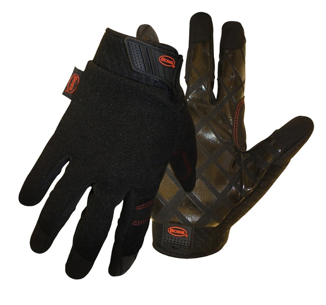 Boss 5211M Diamond Grip Mechanics Gloves, M, Reinforced Thumb