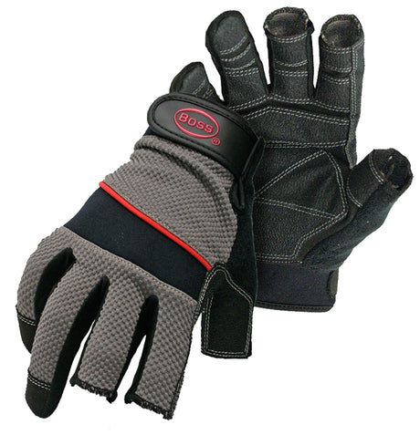Boss 5201M Breathable Carpenter Gloves, M, Shortened Thumb, Wrist Strap Cuff, PVC