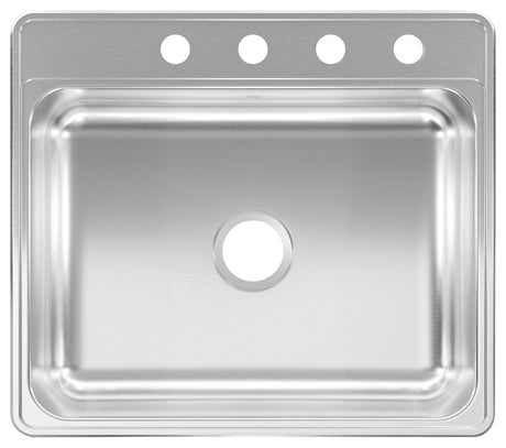 Kindred CSLA2522-7-4N Kitchen Sink, 25 in OAW, 7 in OAD, 22 in OAH, Stainless Steel, Topmount/Drop-In Mounting, 1-Bowl