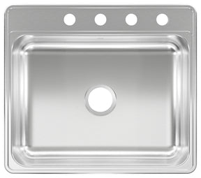 Kindred CSLA2522-6-4N Sink, 4-Faucet Hole, 25 in OAW, 22 in OAH, Stainless Steel, Drop-In Mounting, 1-Bowl