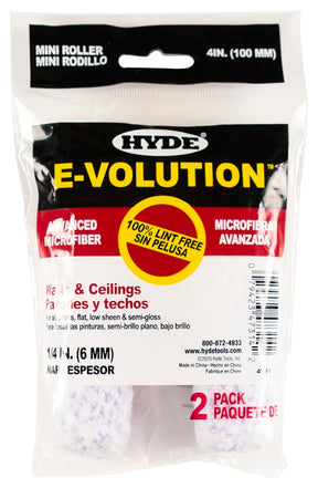 Hyde 47314 Mini Roller Cover, 1/4 in Thick Nap, 4 in L, 2/PK