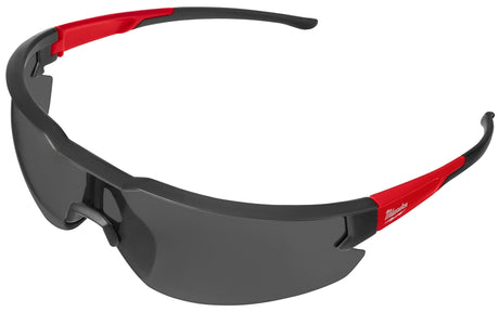 Milwaukee 48-73-2015 Safety Glasses, Unisex, Scratch-Resistant Lens, Polycarbonate Lens, Plastic Frame, Black/Red Frame