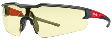 Milwaukee 48-73-2100 Safety Glasses, Unisex, Scratch-Resistant Lens, Polycarbonate Lens, Plastic Frame, Black/Red Frame