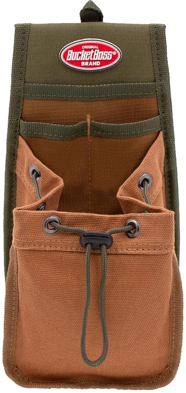 Bucket Boss FlapFit Series 54130 Parachute Pouch, 4-Pocket, Canvas/Poly, Green, 5-1/2 in W, 11 in H, 2 in D