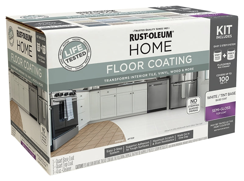 Rust-Oleum 360099 Floor Paint Kit, Water Base, Semi-Gloss, Pack of 2
