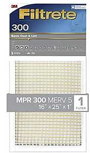 Filtrete 301-4 Air Filter, 25 in L, 16 in W, 5 MERV, 300 um MPR, Cardboard Frame, Pack of 4