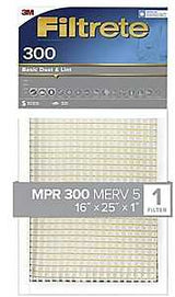 Filtrete 301-4 Air Filter, 25 in L, 16 in W, 5 MERV, 300 um MPR, Cardboard Frame, Pack of 4