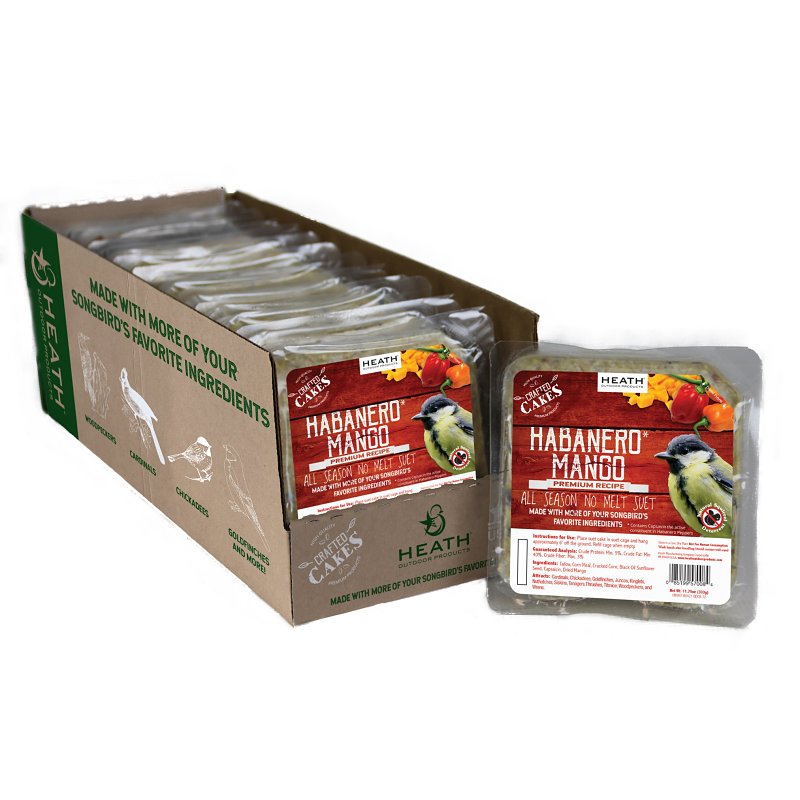 Heath DDC8-12 Cracked Corn Wild Bird Food, 11.75 oz, Suet Cake, Mango Habanero