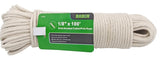 Baron 14200 Rope, 1/8 in Dia, 100 ft L, 18 lb Working Load, Cotton/Polypropylene, White