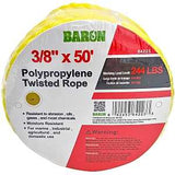 Baron 84223 Rope, 3/8 in Dia, 50 ft L, 244 lb Working Load, Polypropylene, Yellow