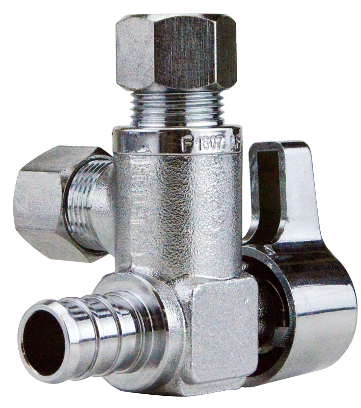 Apollo Valves APXVA123838C Dual Outlet Stop Valve, 1/2 x 3/8 in Connection, Barb x Compression, 200 psi Pressure