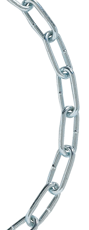 Baron 7268 Straight Link Chain, #2, 125 ft L, 310 lb Working Load, Carbon Steel, Electro-Galvanized/Zinc