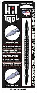 Hit Tool NS2NS3 Hammerless Combination Nail Set, 2/32, 3/32 in Tip, 7 in L, Steel, Black Oxide
