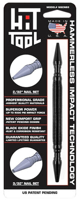 Hit Tool NS2NS3 Hammerless Combination Nail Set, 2/32, 3/32 in Tip, 7 in L, Steel, Black Oxide