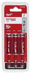 Milwaukee Diamond MAX 49-56-0500 Hole Saw Bit Set, 3-Piece, Diamond-Coated