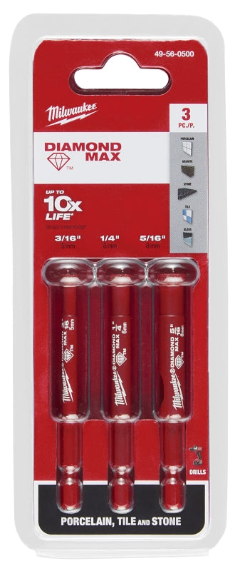 Milwaukee Diamond MAX 49-56-0500 Hole Saw Bit Set, 3-Piece, Diamond-Coated