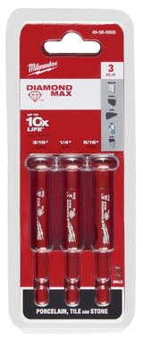 Milwaukee Diamond MAX 49-56-0500 Hole Saw Bit Set, 3-Piece, Diamond-Coated