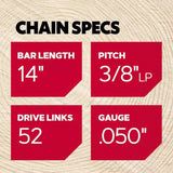Oregon AdvanceCut 27856 14 in. Bar and Chain Combo 52 links