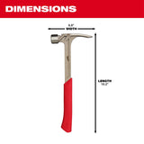 Milwaukee 48-22-9029 Framing Hammer, 28 oz Head, Anti-Ring Claw, Milled Head, Steel Head, 16.2 in OAL
