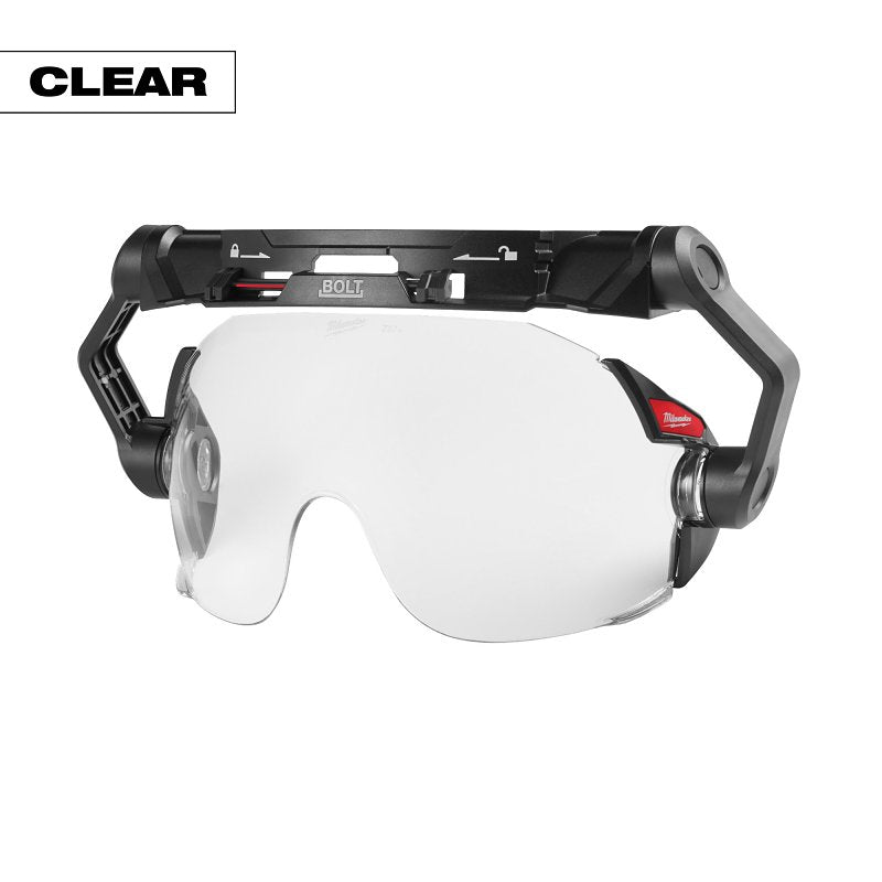 Milwaukee BOLT Series 48-73-1410 Dual Coat Lens Eye Visor, Clear Lens, Black Frame, Anti-Scratch Lens, Polycarbonate