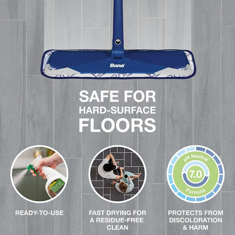 Bona WM700051224 Hard-Surface Floor Cleaner, 32 oz Bottle, Liquid, Lemon, Clear