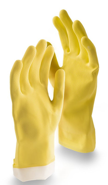 Libman 1321 All-Purpose Reusable Gloves, M, 12 in L, Latex, Yellow