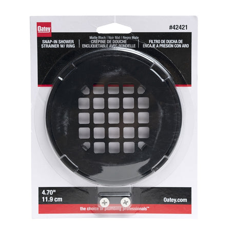 Oatey 130 Series 42421 Snap-In Strainer with Ring, Stainless Steel, Black, Matte, Specifications: Round Shape