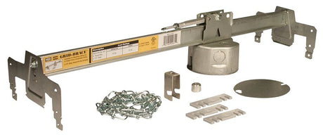 Raco Grid-Brace 931 Round Ceiling Box, 6-3/4 in W, 2-1/8 in D, 4.4 in H, 0-Gang, 6-Knockout, Steel, Gray