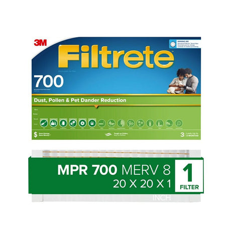 Filtrete 702-4 Air Filter, 20 in L, 20 in W, 8 MERV, 700 MPR, Fiberglass Frame, Pack of 4