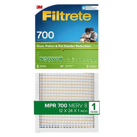 Filtrete 720-4 Air Filter, 24 in L, 12 in W, 8 MERV, 700 MPR, Pack of 4