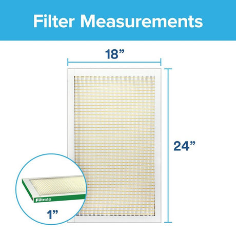 Filtrete 721-4 Pleated Air Filter, 24 in L, 18 in W, 8 MERV, 700 MPR, Fiberglass Frame, Pack of 4