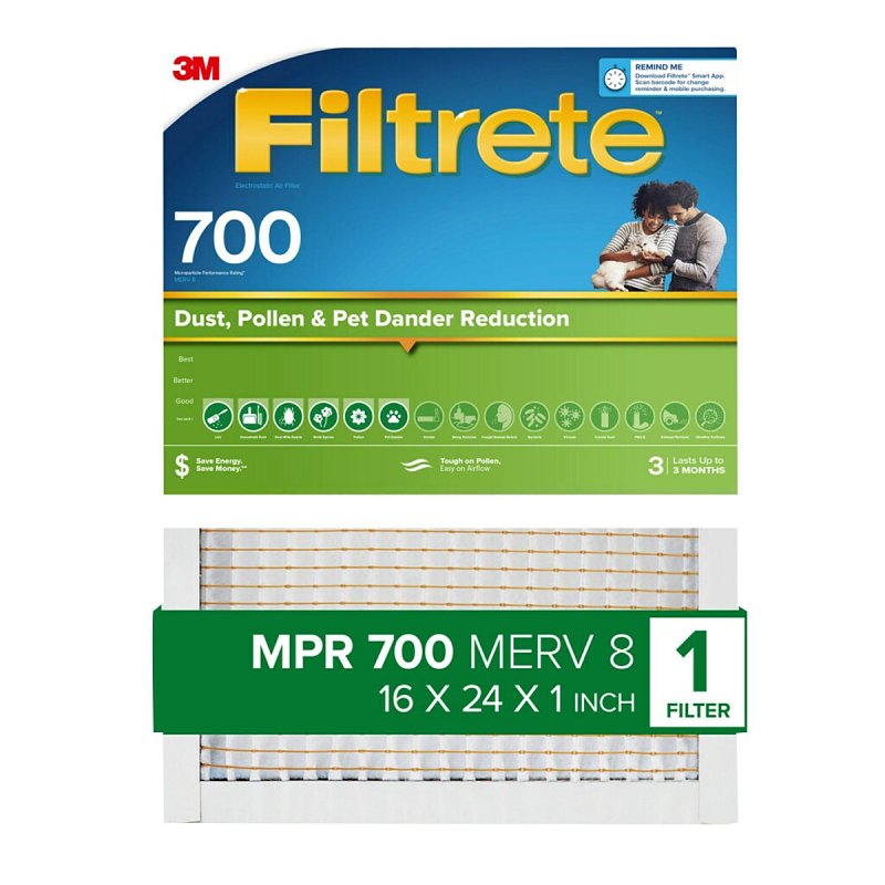 Filtrete 725-4 Air Filter, 24 in L, 16 in W, 8 MERV, 700 MPR, Pack of 4