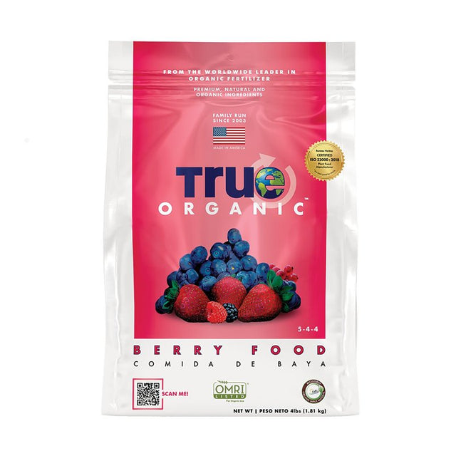 True ORGANIC R0011 Berry Food, 4 lb Bag, Granular, 5-4-4 N-P-K Ratio