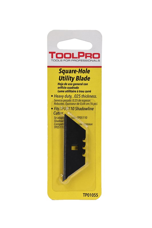 Toolpro TP01055 Square Hole Utility Blade, 3 in L, Blue Steel, 2-Point